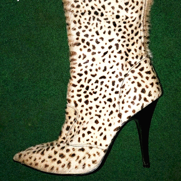 Vintage Leopard print on calf hair boots - Picture 3 of 7
